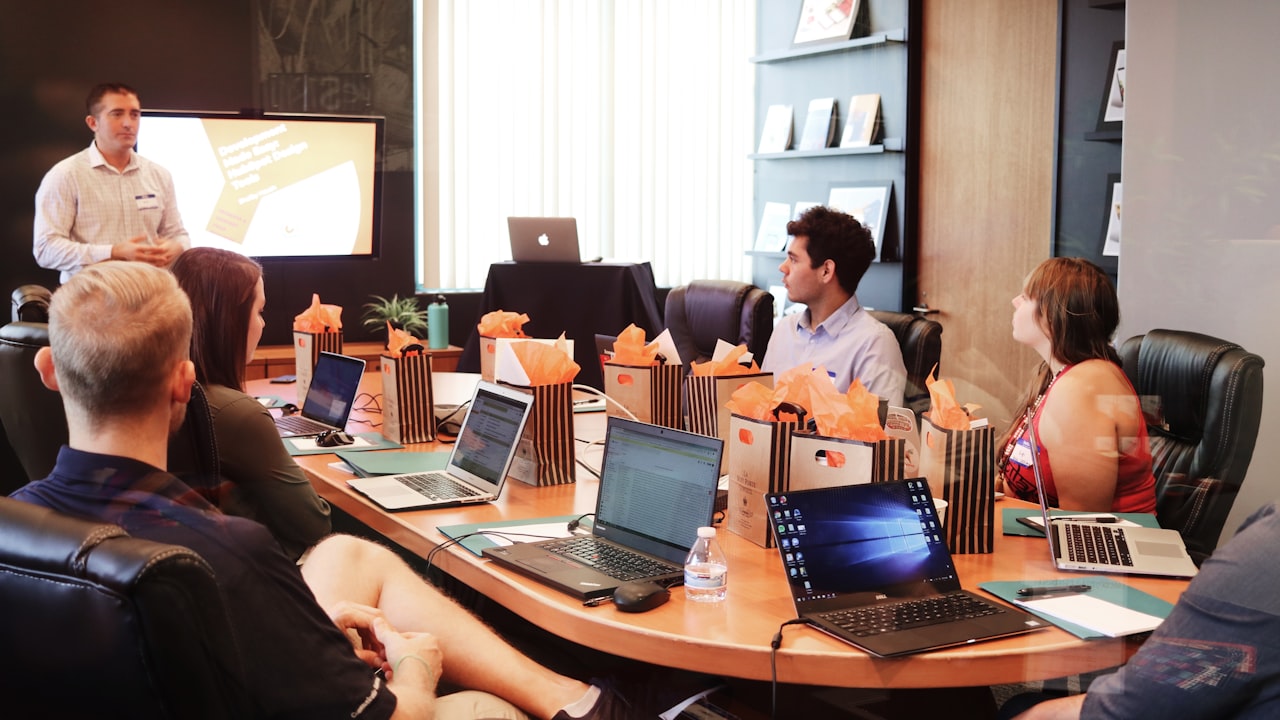 Corporate team in a training workshop session